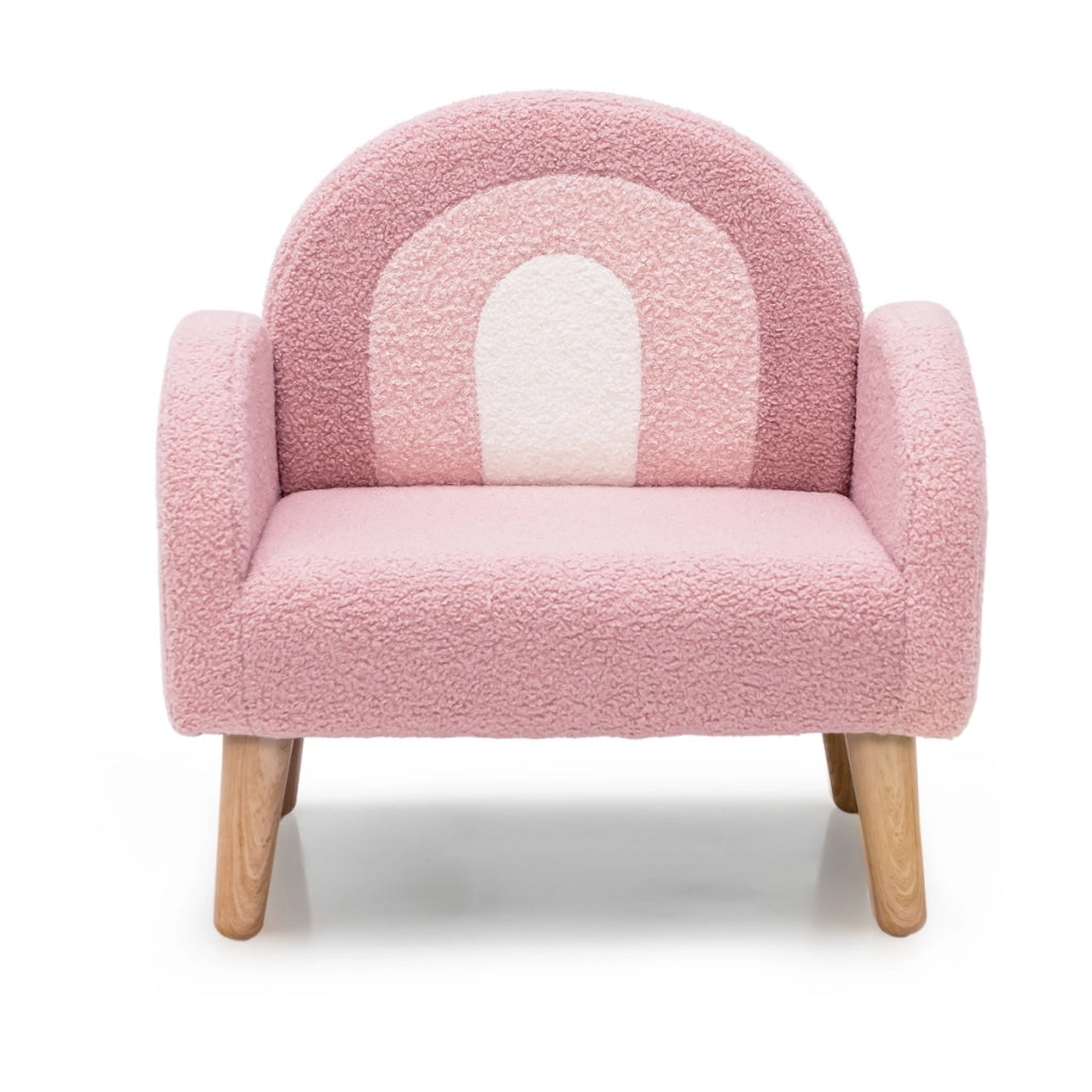 Divano bambini con tessuto morbido schiuma ad alta elasticit¨¤, Sedia imbottita con una capacit¨¤ di peso di 50kg Rosa-Divani per bimbi