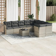 Set Divano Giardino 10 pz con Cuscini Grigio Chiaro Polyrattan