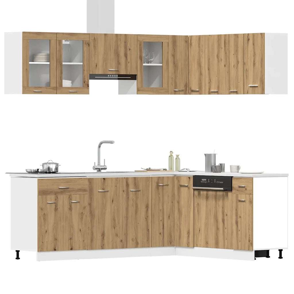 Set di Mobili da Cucina 11 pz Rovere Artigianale Truciolato