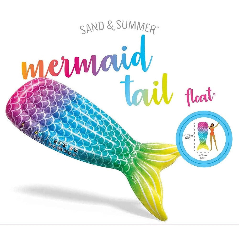 Trade Shop - Materassino Design Coda Sirena Multicolor 178x71x18 Cm Gonfiabile Piscina 58788 -