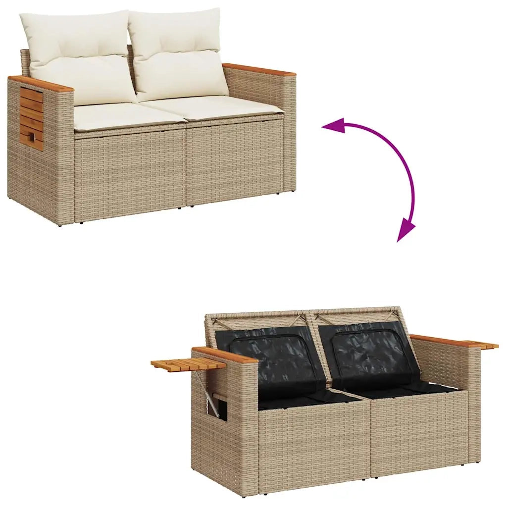 Set Divano da Giardino 8 pz con Cuscini Beige Polyrattan Acacia 3327572