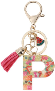 Sleutello con lettera P - Sleutello con forma di frutta - Sleutello con pennello - Materiale di cera biodegradabile - Lunghezza 9,3 cm - Accessorio decorativo accattivante - Sleutello con iniziali
