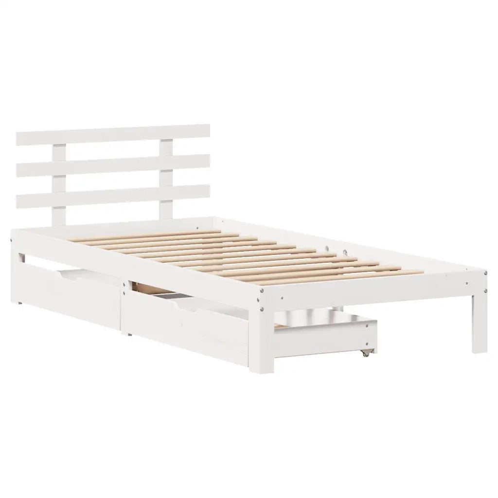 vidaXL Giroletto con Cassetti Bianco 90x190 cm Legno Massello di Pino