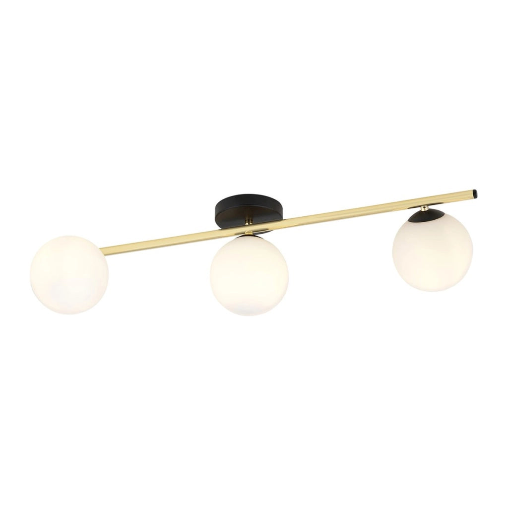 Lampada a sospensione SPLENDI in acciaio nero e oro con diffusori in vetro
