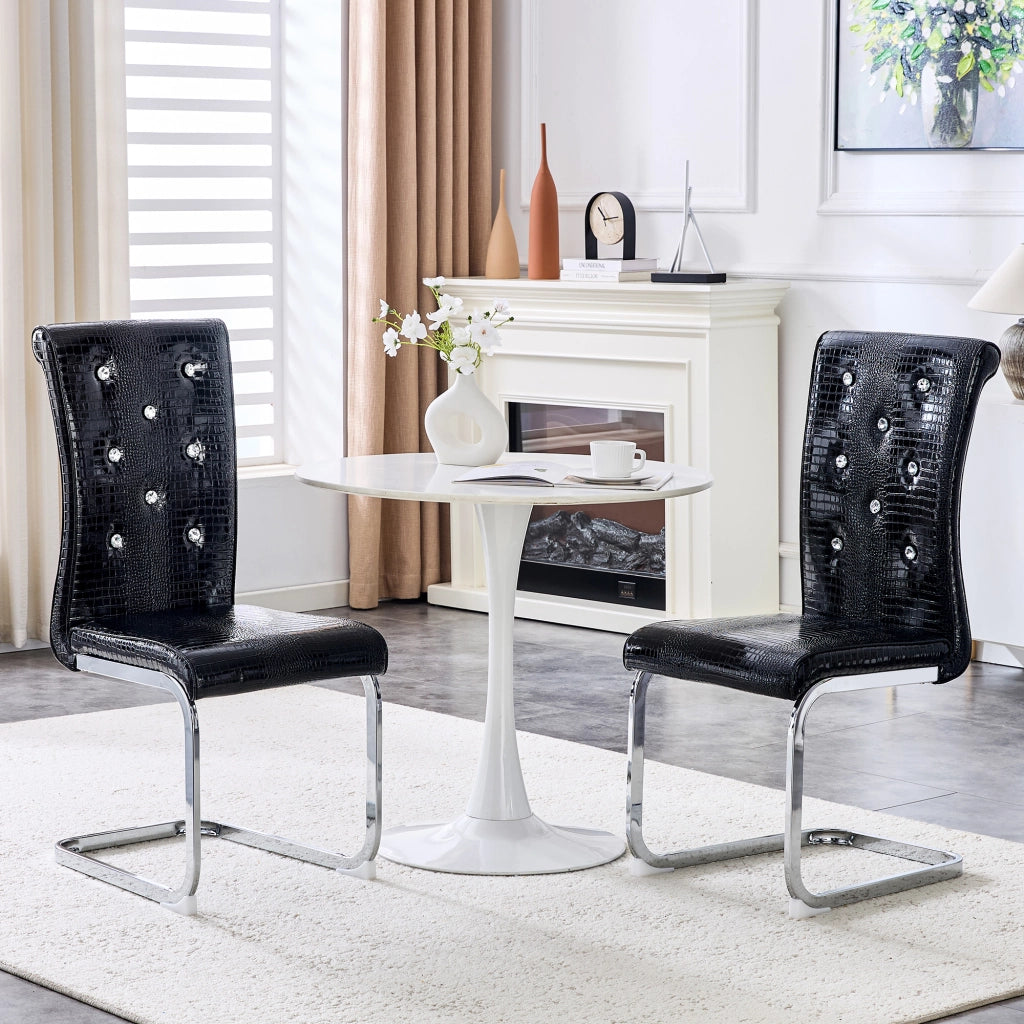 SEDIA DA PRANZO 75,5x46,5x44 cm nera in PVC con struttura cromata Set da 2 pezzi
