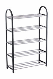 Scarpiera in Plastica e Metallo con 5 Ripiani Nera 50 x 18,5 x 74,5 cm