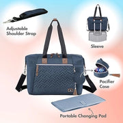 Luiertas con cuscino per il collo e cuscino per il sedere, grande borsa da viaggio per mamma e papà, sacchetto per bambini multifunzionale per ragazzi e ragazze, blu marino
