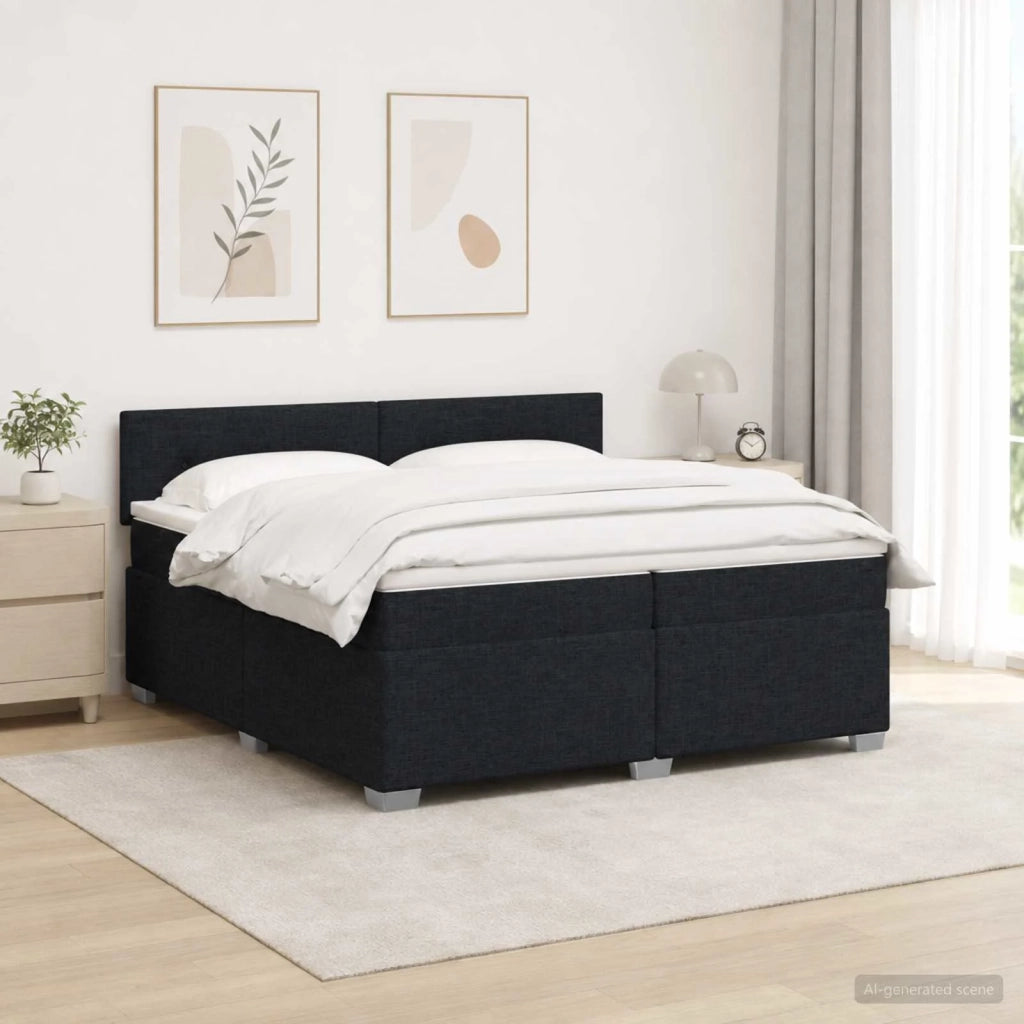 Letto con Box Spring, Materasso e LED Nero 200 x 200 cm Tessuto 3452024
