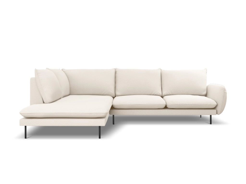 Cosmopolitan Design - Divano angolare sinistro "Vienna" 6 posti in bouclé beige 