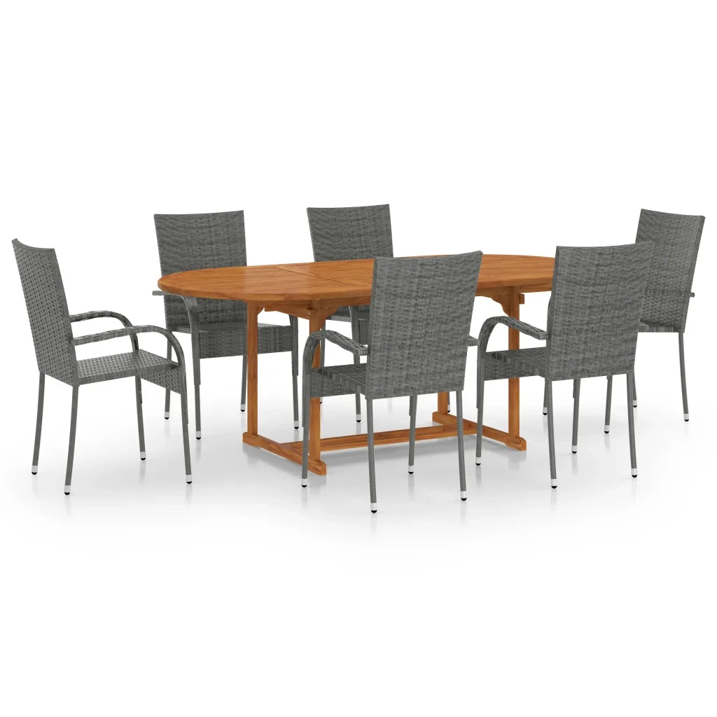 Set Mobili da Pranzo Giardino 7 pz in Polyrattan Grigio 3070759