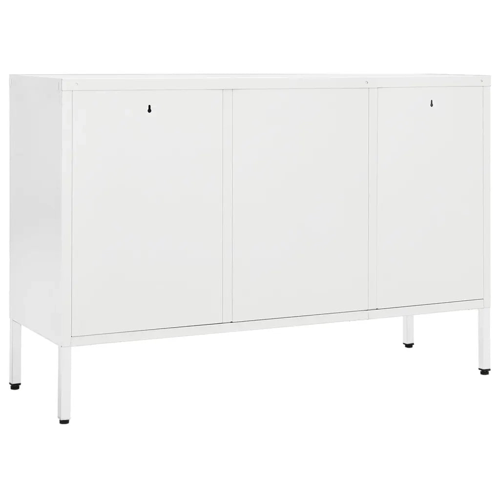 Credenza Bianca 105x35x70 cm in Acciaio e Vetro Temperato cod mxl 6546