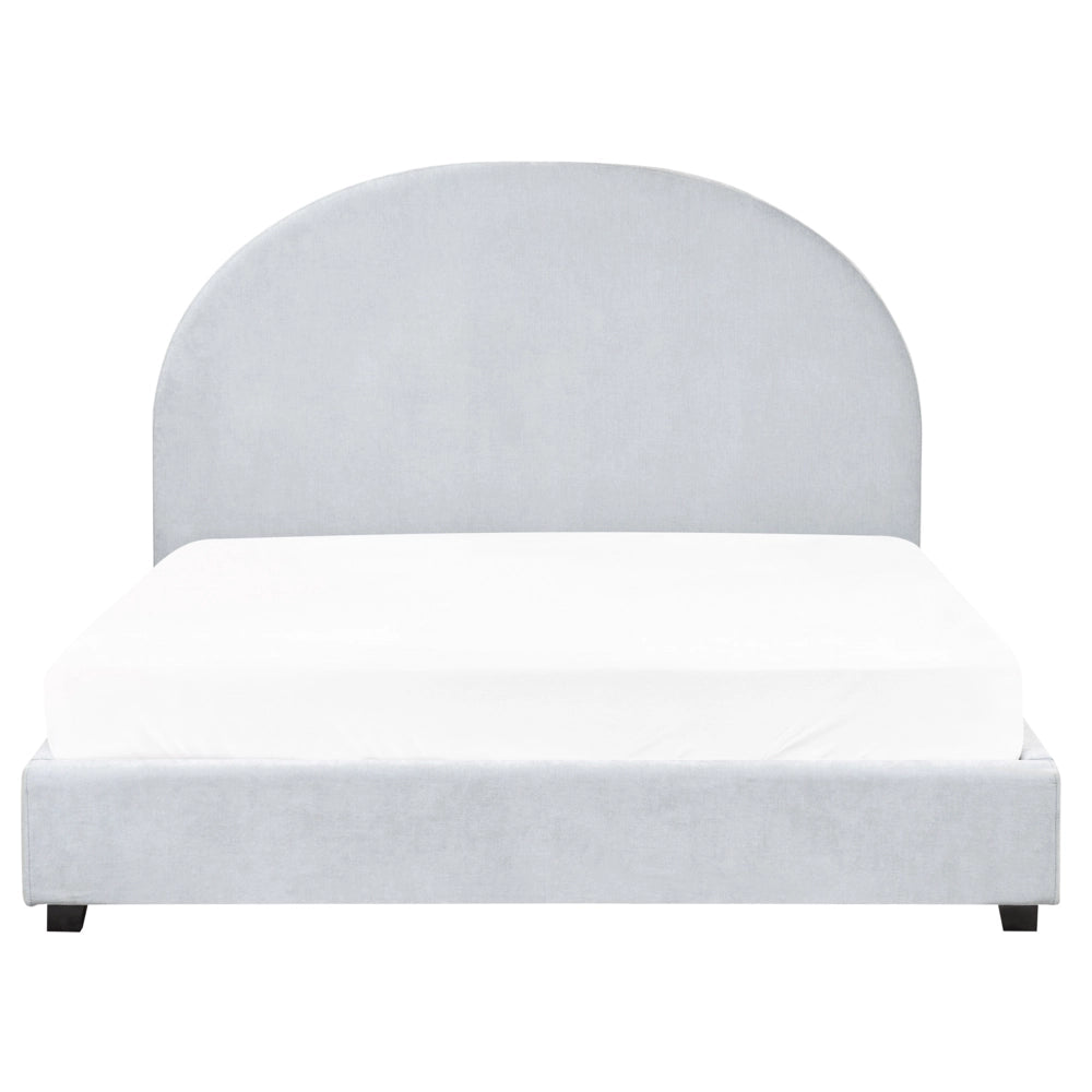 Letto matrimoniale in tessuto di ciniglia azzurro 140 x 200 stile retrò minimalista