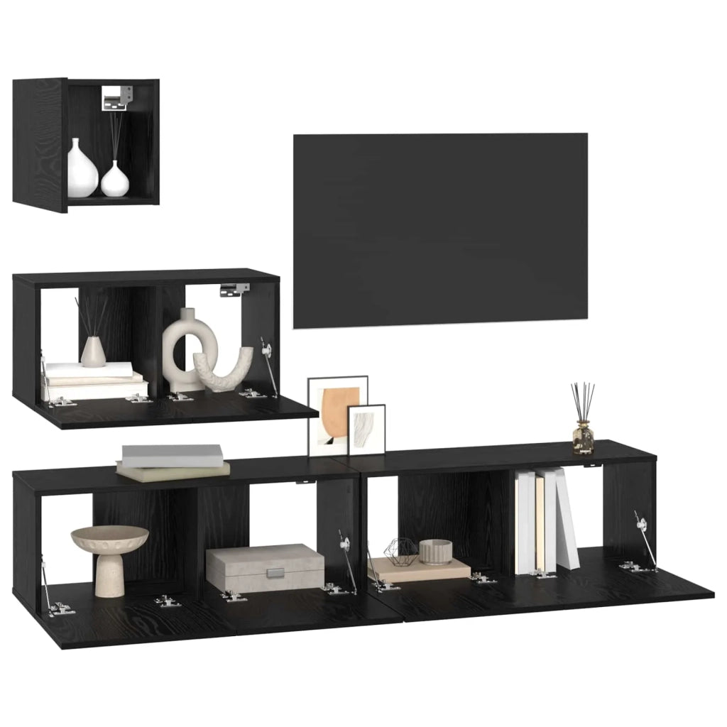 Set mobile TV 3 pcs Rovere Nero Legno multistrato 3393139