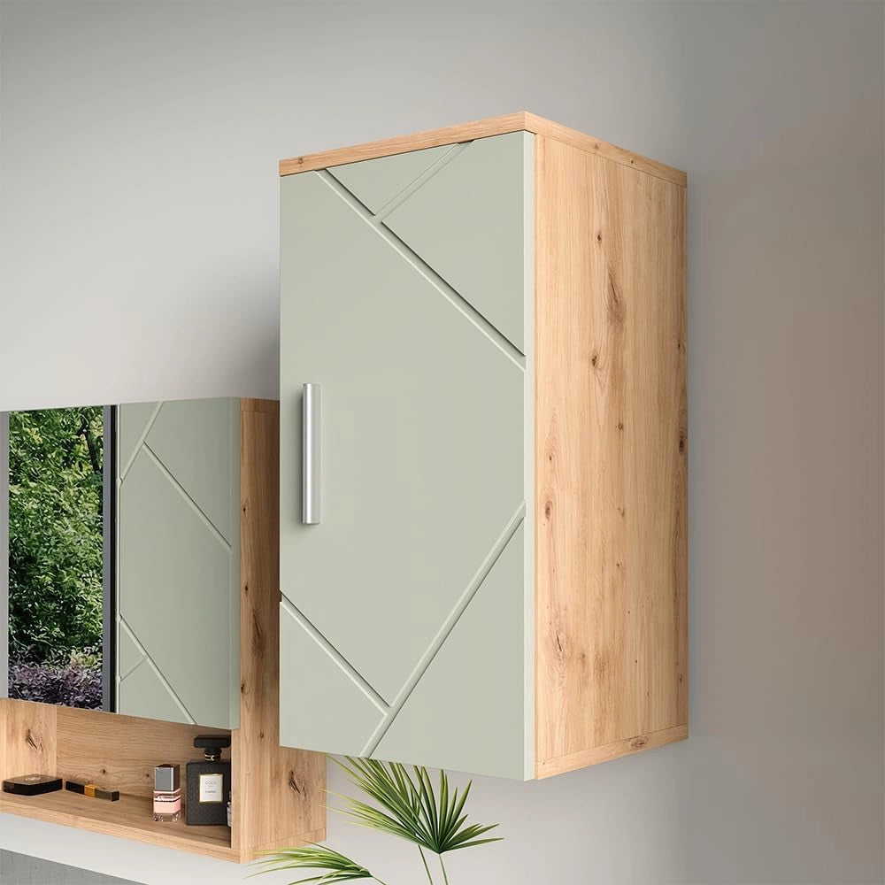 mobiletto bagno Irma, Verde salvia, 30 x 59 cm, adatto al montaggio a parete e combinabile con altri mobili Irma