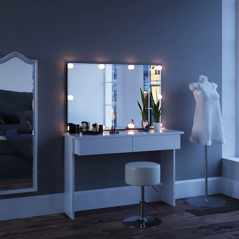 Vicco Tavolo da toeletta Bianco 120 cm con sgabello