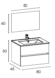 Composizione mobile bagno sospeso con cassetti cm 80 mod. ELEGANCE - Grigio Corda