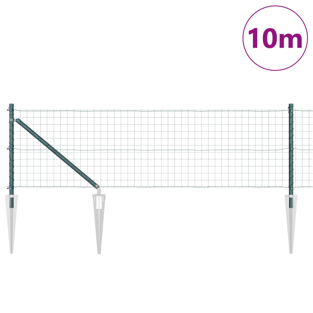 Recinzione Euro con 7 Picchetti 0.8x10 m Acciaio Zincato Verde