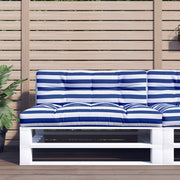 Cuscino per Pallet Strisce Bianche e Blu 120x40x12cm Tessuto 360638