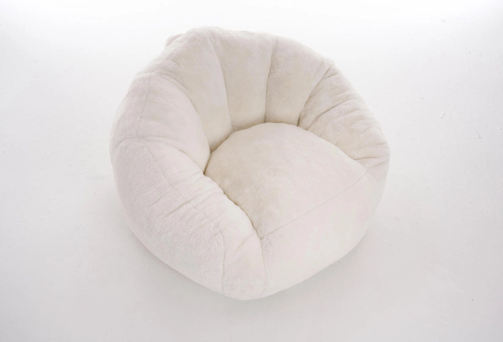 Pouf sacco da pavimento in memory foam; bianco; 45 x 41 x 28 cm; in poliestere
