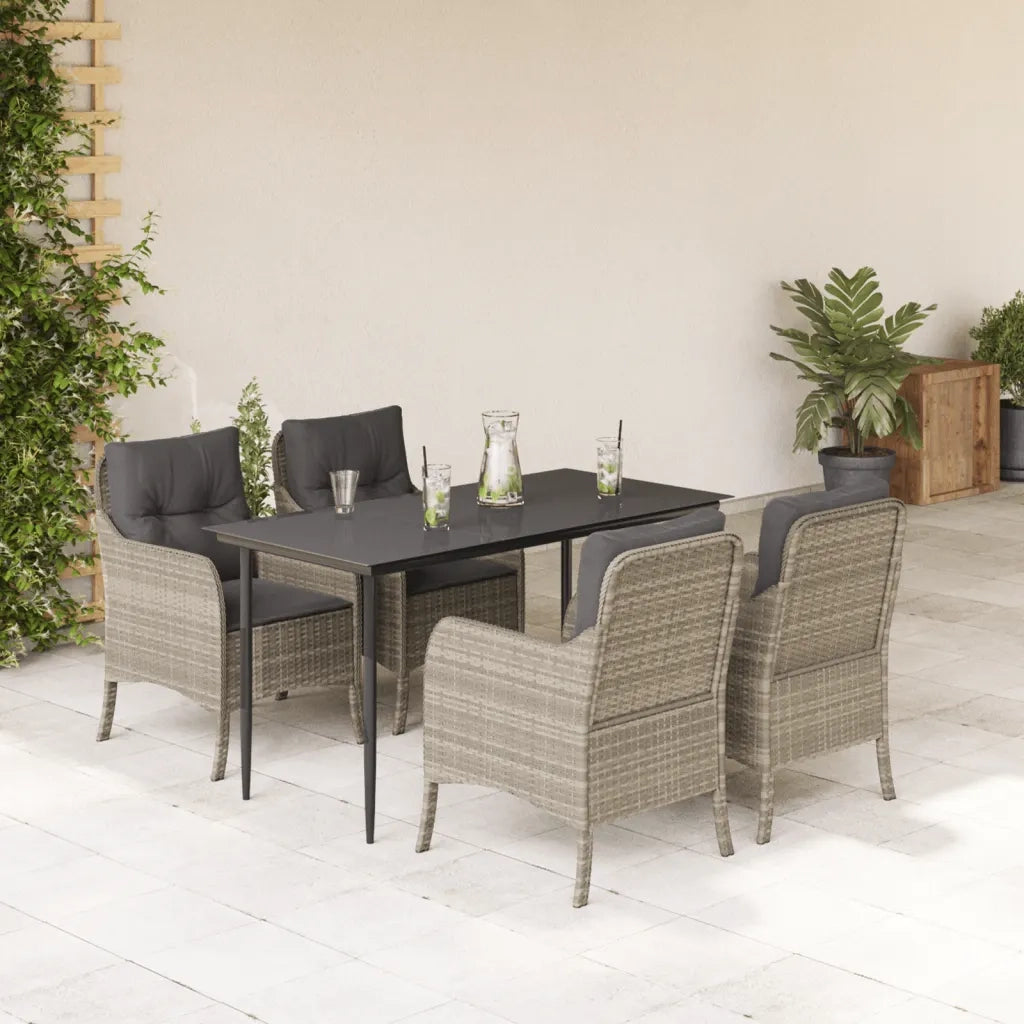 Set Pranzo da Giardino 5pz con Cuscini Grigio Chiaro Polyrattancod mxl 90080