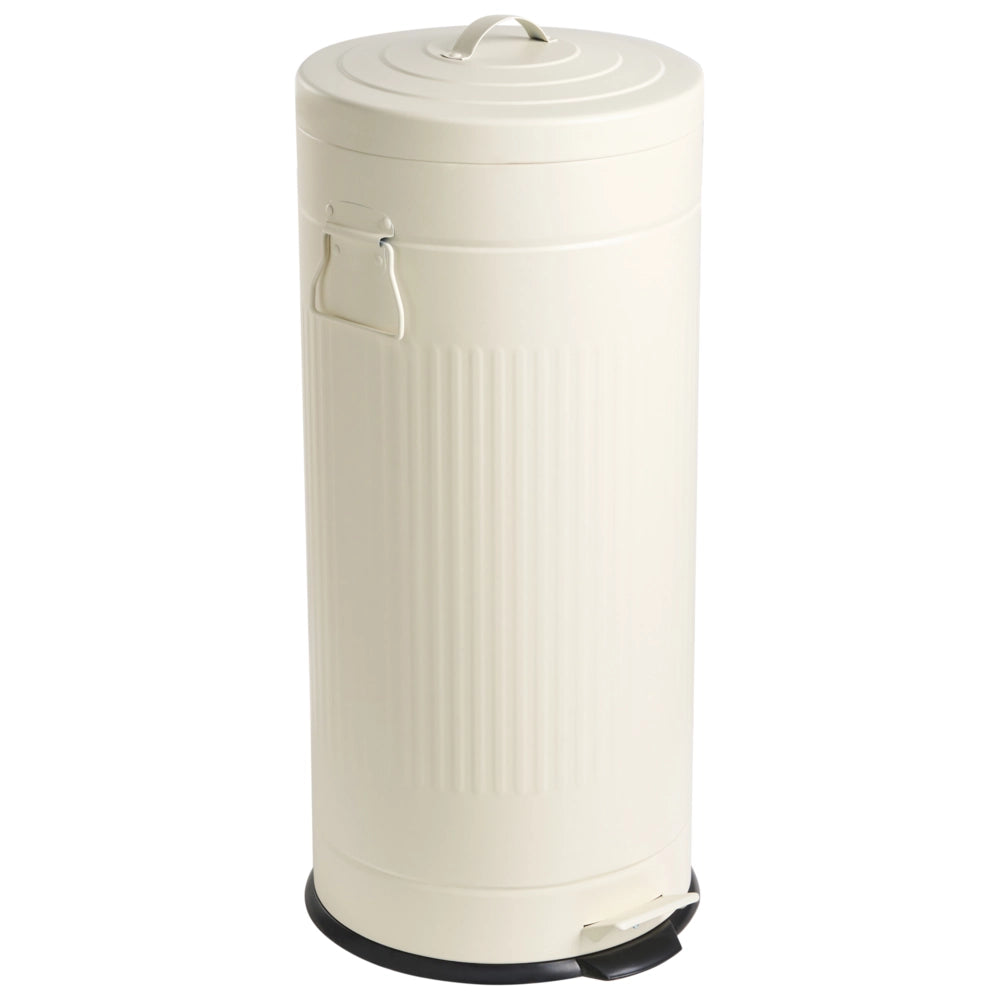 Cestino con pedale e coperchio per cucina in ferro verniciato a polvere e materiale sintetico beige cucina moderna