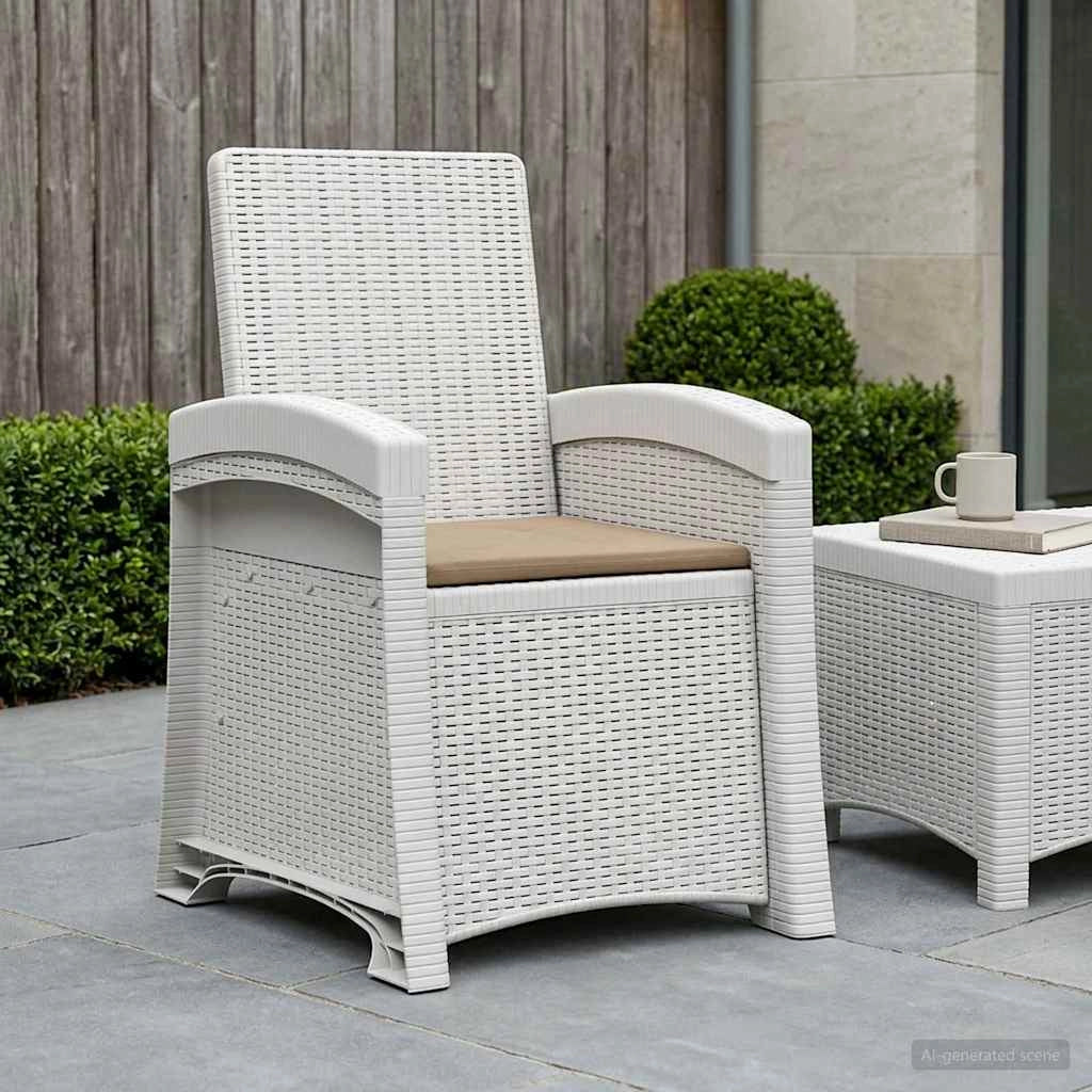 Sedia da giardino reclinabile effetto rattan Bianco e Tortora 8012010