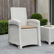 Sedia da giardino reclinabile effetto rattan Bianco e Tortora 8012010