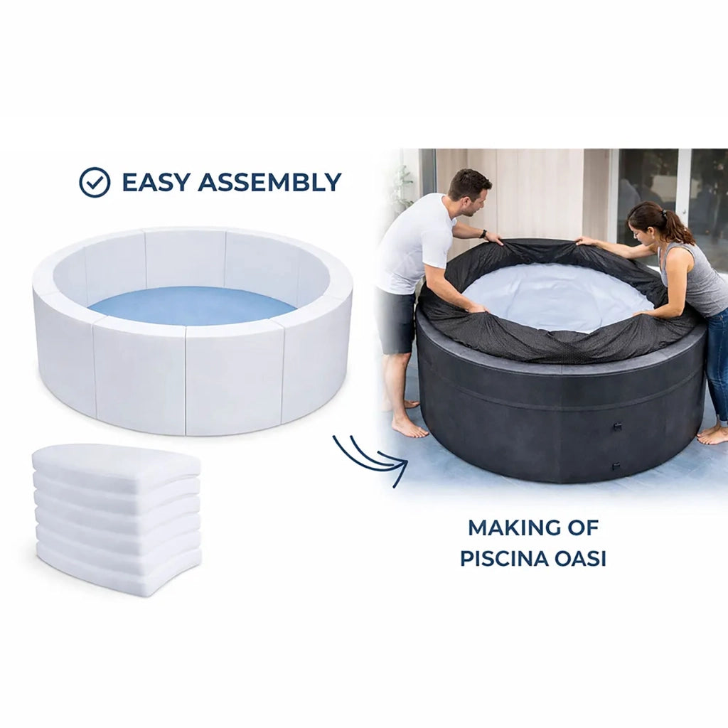 Vasca Idromassaggio Piscina Spa Semirigida Oasi 4 Adulti 2 Bambini 1000 L 184x184x73 cm in PVC Grigio