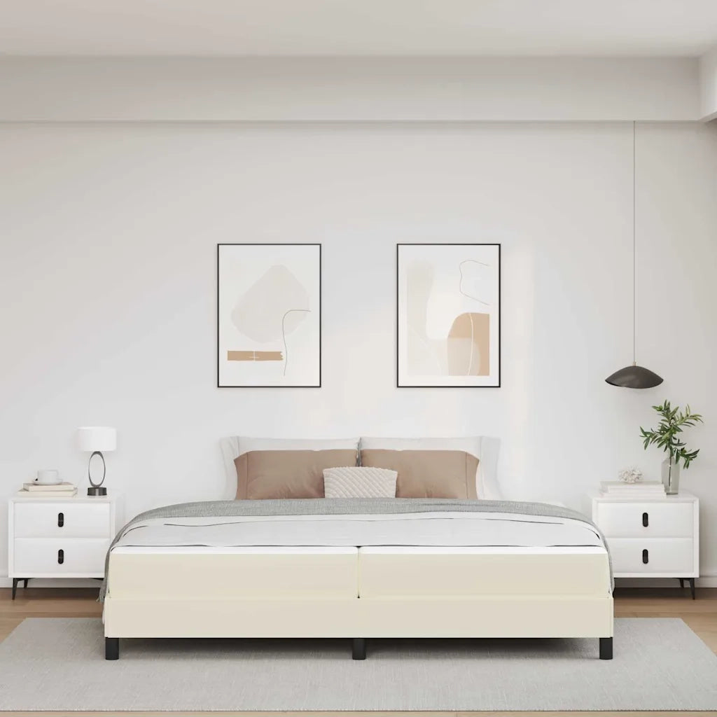 Struttura del letto con materasso Crema 200 x 200 cm Tessuto 3398650