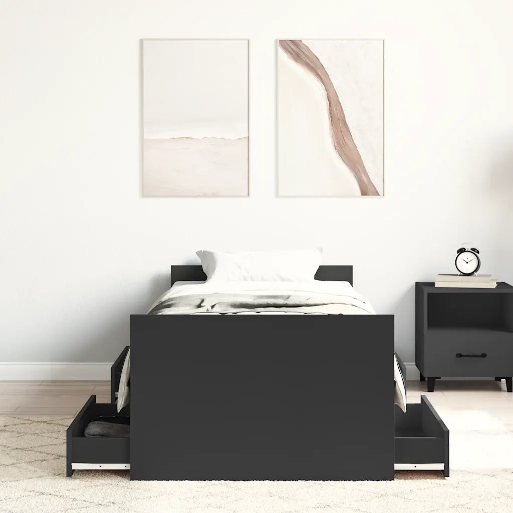 Giroletto con Testiera e Pediera Nero 90x190 cm 3203811