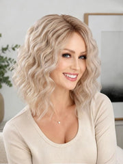 Pruik Schouderlange Golvendo Bob - Capelli Finte - Gelaia con Pony - Finta Capigliatura - Crescita Naturale - Indossabile Ogni Giorno - Stucco Capelli