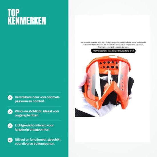 Goggles per Motocross con Protezione UV - Impermeabili - Resistenza alla Polvere - Regolabili - Sostenibili - Funzione Anti-condensazione - Goggles per Sci