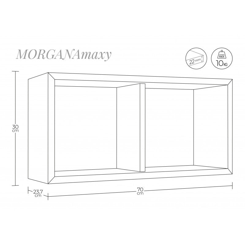 Mensola da Muro, Libreria Sospesa, Libreria da Parete, Scaffale da Parete, Nero, 70x35 p23,7 cm - Morgana Maxi