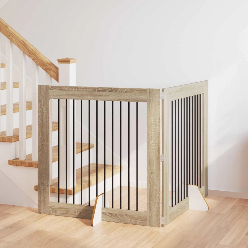 Cancello per cani con supporti 2 pcs Rovere Sonoma 100 x 100 cm 892026