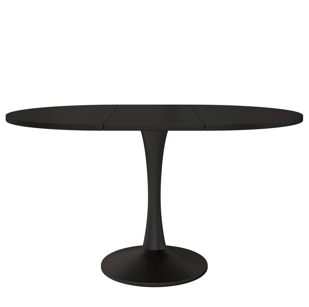 Tavolo da pranzo ovale allungabile ULEVR 140x100x75 cm in MDF e ferro, nero