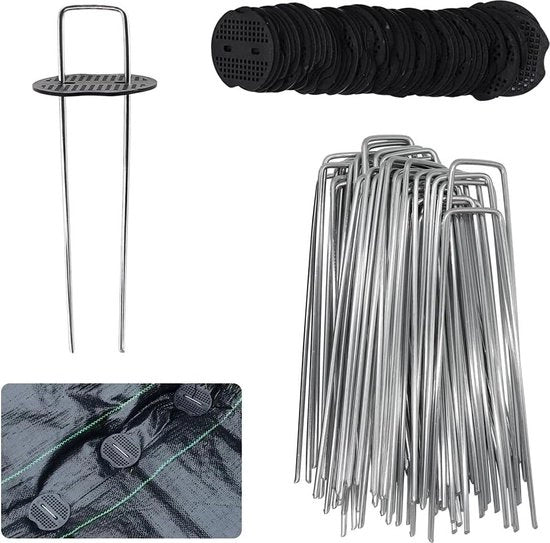 Verdanti per giardinaggio 50 pezzi di uncini a forma di U - uncini per tenda per stuoie e giardinaggio - uncini per stuoie per campeggio