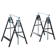Set 2 Cavalletti da Lavoro Pieghevoli Telescopici Altezza Regolabile in Tubi d'Acciaio