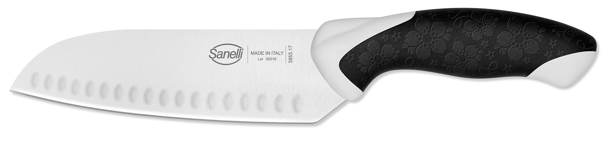 Coltello Santoku Olivato Lama 17 cm Sanelli Sakura Nero/Bianco