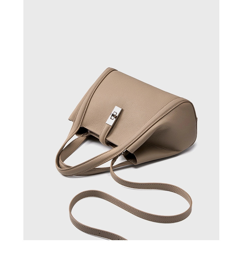 Borsa a tracolla da donna Lady in pelle di vacchetta grigia