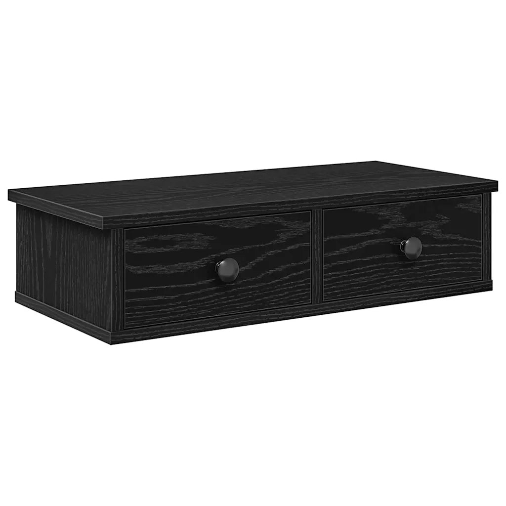 Scaffale a Parete con Cassetti Nero 60x28x15 cm in Truciolato 859942