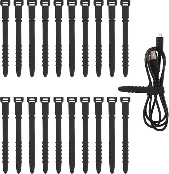 Draadbinders riciclabili - 20 pezzi, 1143cm Leganti a silicone per cavi