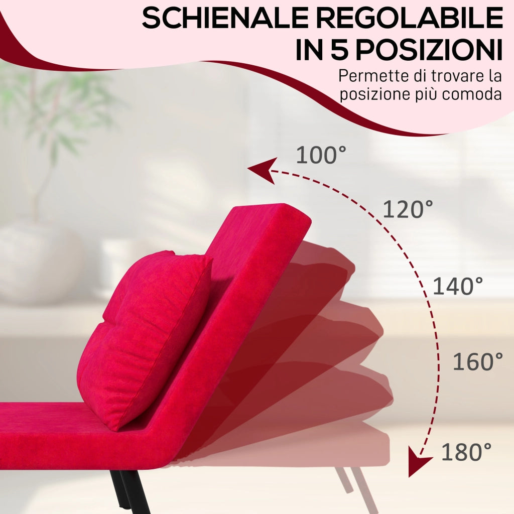 Poltrona Letto Pieghevole ¨C zephmum ¨C Velluto Rosso 63x73x81 cm