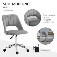 Sedia da Ufficio Ergonomica e Girevole, Sedia Imbottita per Scrivania con Altezza Regolabile, Grigio 49x60x79-91cm