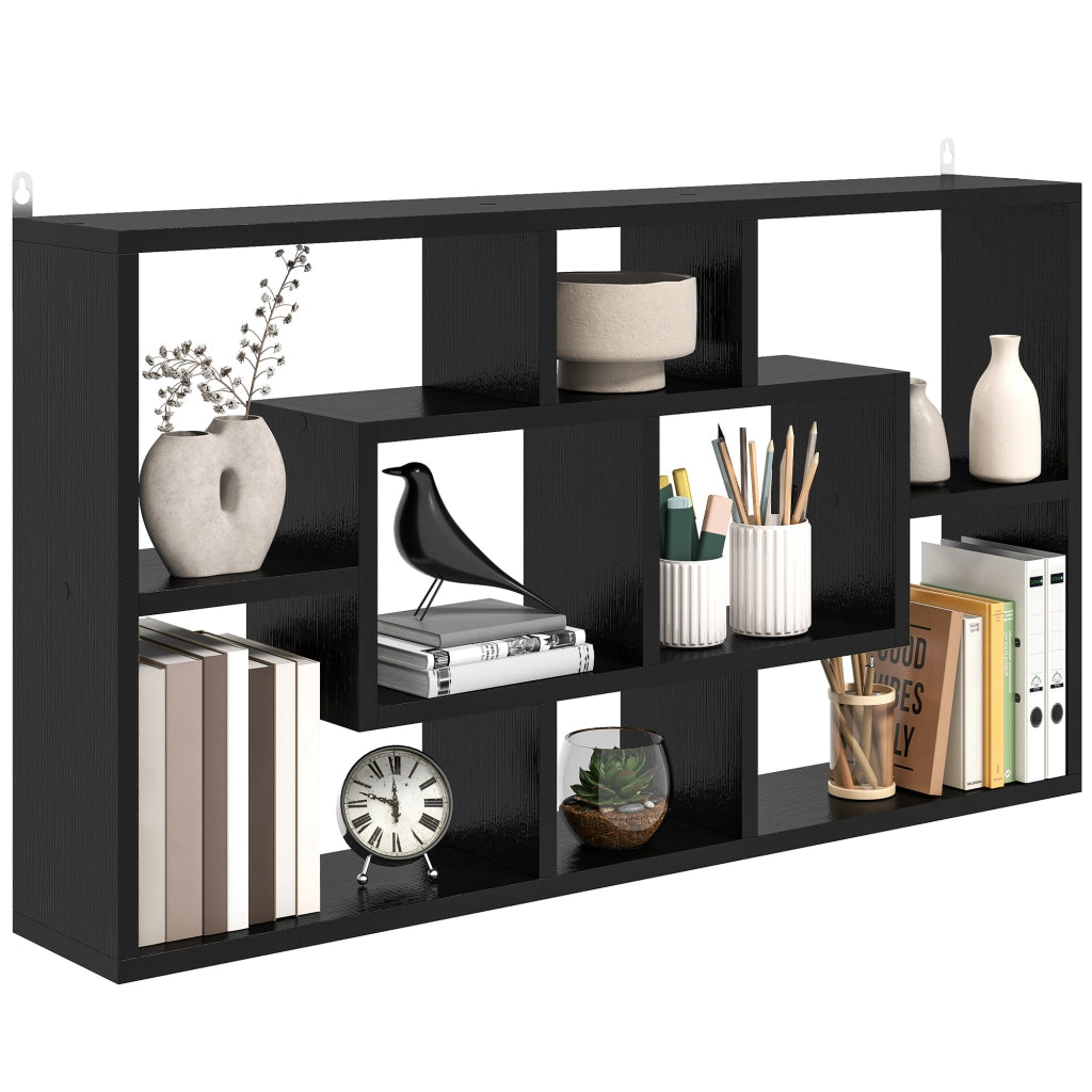 Libreria a Parete con 8 Cubi ¨C zephmum ¨C 85x14.5x47.5 cm Nero