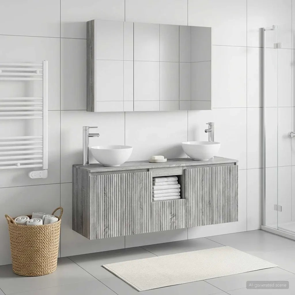 Set di Armadi da Bagno 4 pz Sonoma grigio Legno ingegnerizzato 3406348