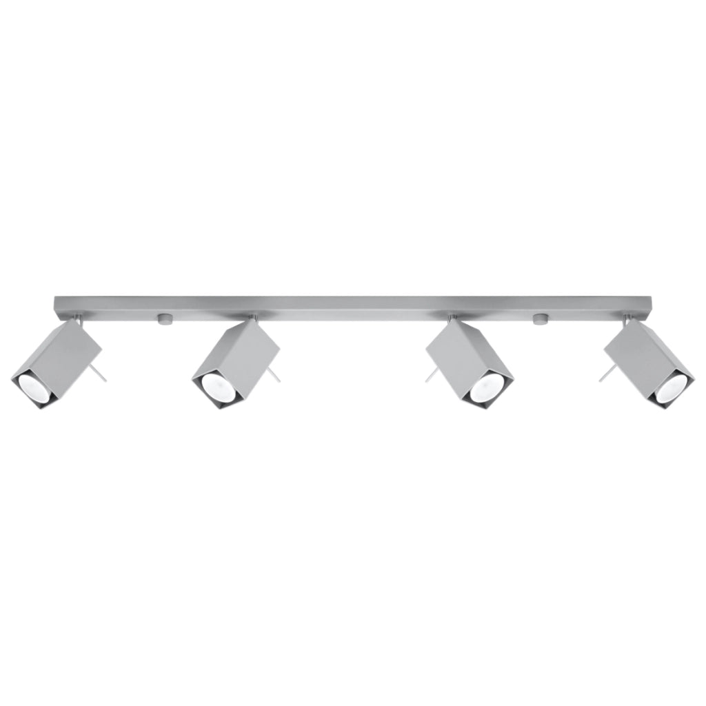 Lampada GU10 4 luci regolabile in acciaio stile industriale MERIDA, grigia, 80 cm