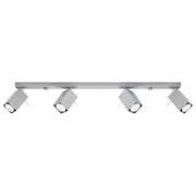 Lampada GU10 4 luci regolabile in acciaio stile industriale MERIDA, grigia, 80 cm