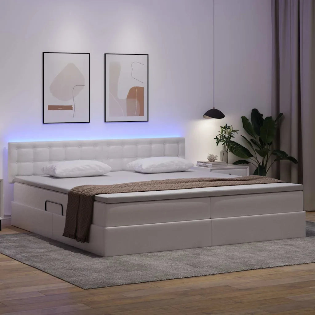 Letto con contenitore e LED con led Grigio chiaro 200 x 200 cm 3371046
