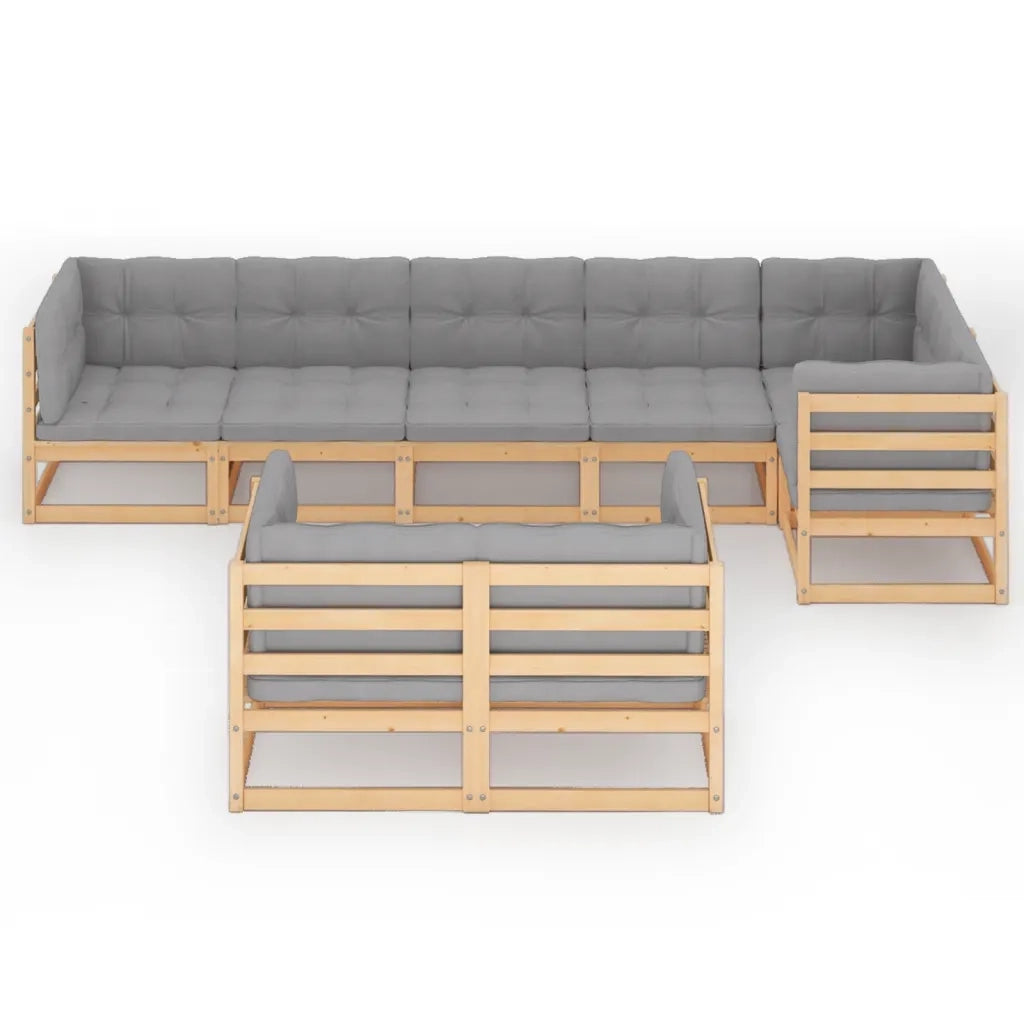 Set Salotto Giardino 8 pz Cuscini Antracite Legno Massello Pino 3076704