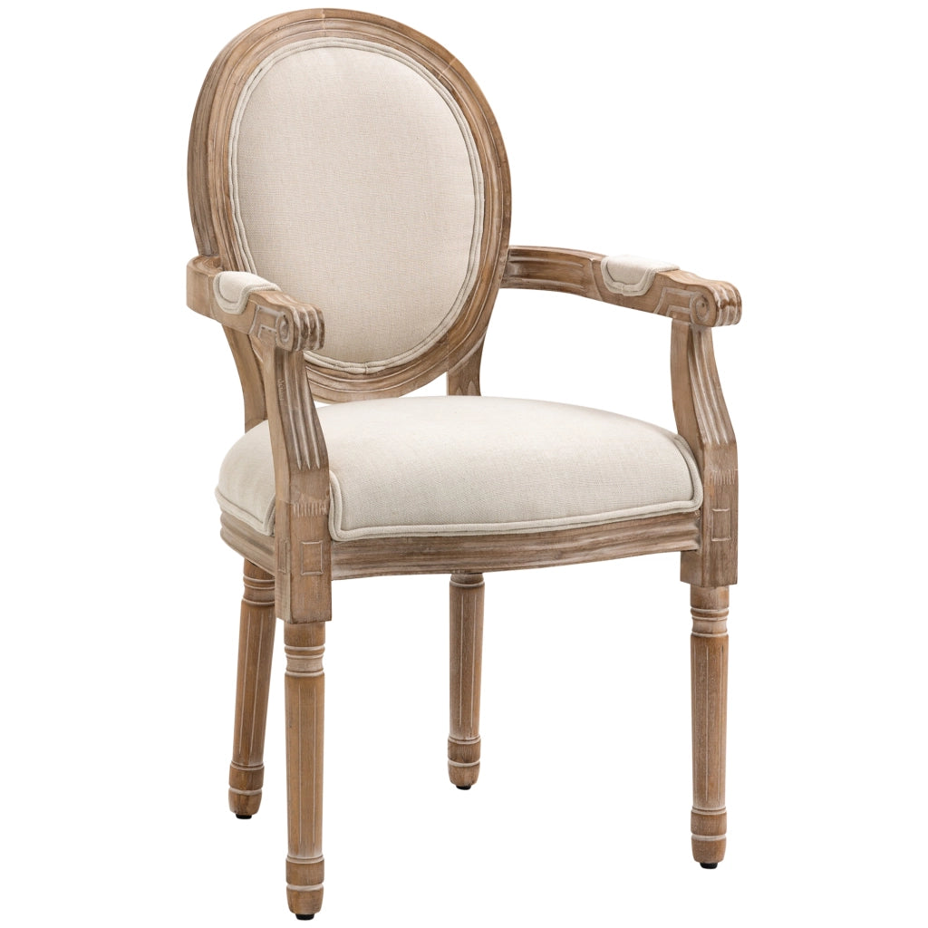 Sedia da Salotto Imbottita in Tessuto ¨C zephmum ¨C 56x56x96 Bianco Crema